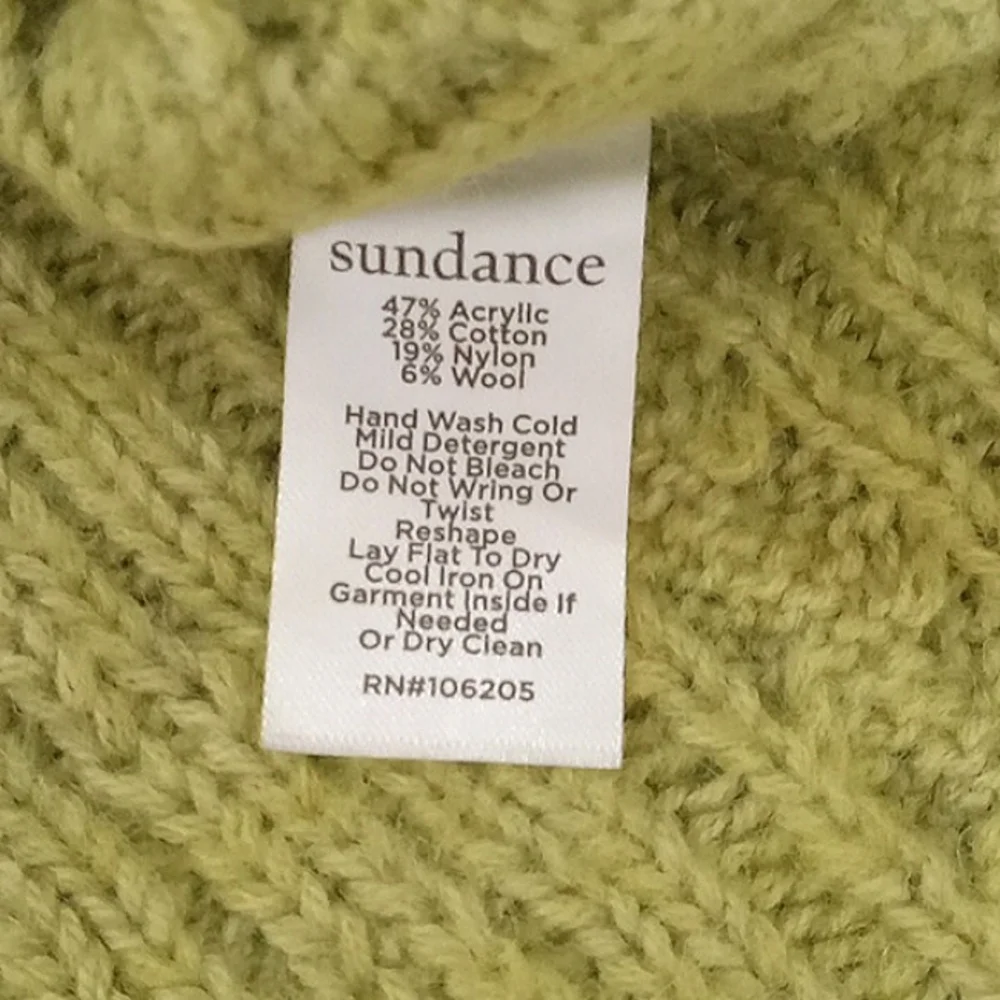 Sundance Olive Green Wool Blend Cable Kni Sweater Size Small